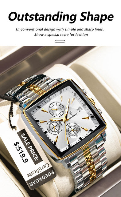 POEDAGAR 866 Luxury Square Sport Man Wristwatch